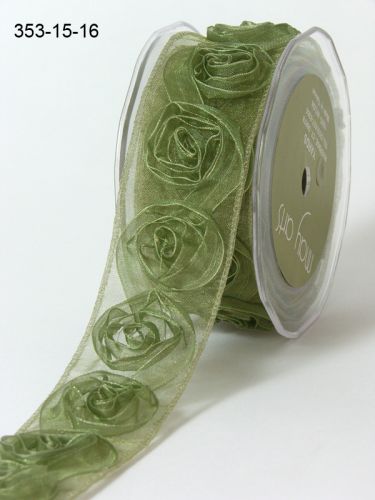 Ruban transparent de fleurs rosettes VERT